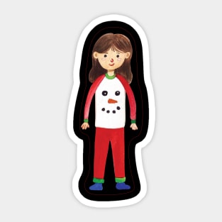 Girl with Christmas pajamas Sticker